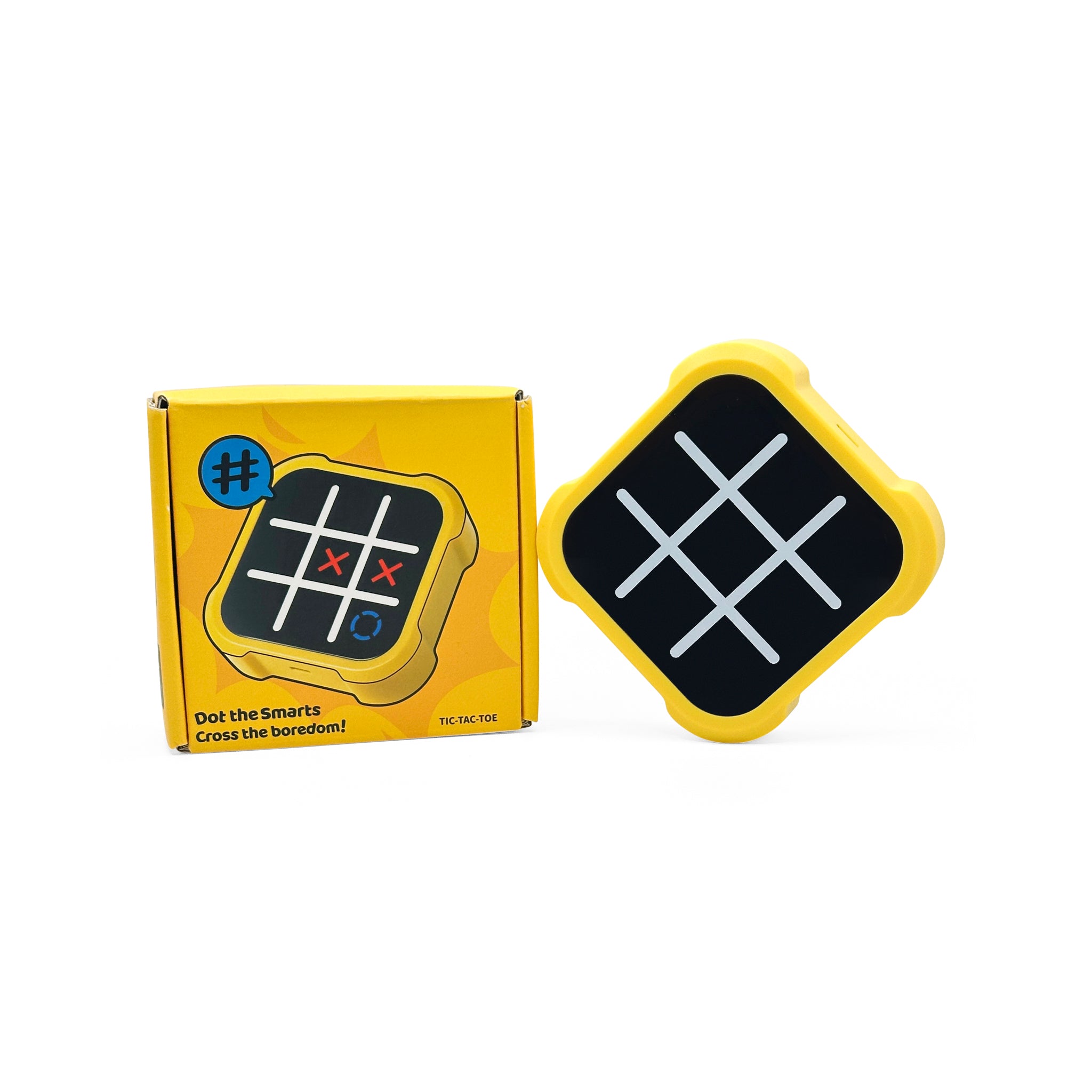 Portable MyTacToe 3-in-1 Tic Tac Toe game, featuring durable design, memory-boosting games, and autism-friendly variations, perfect for kids and family travel entertainment.