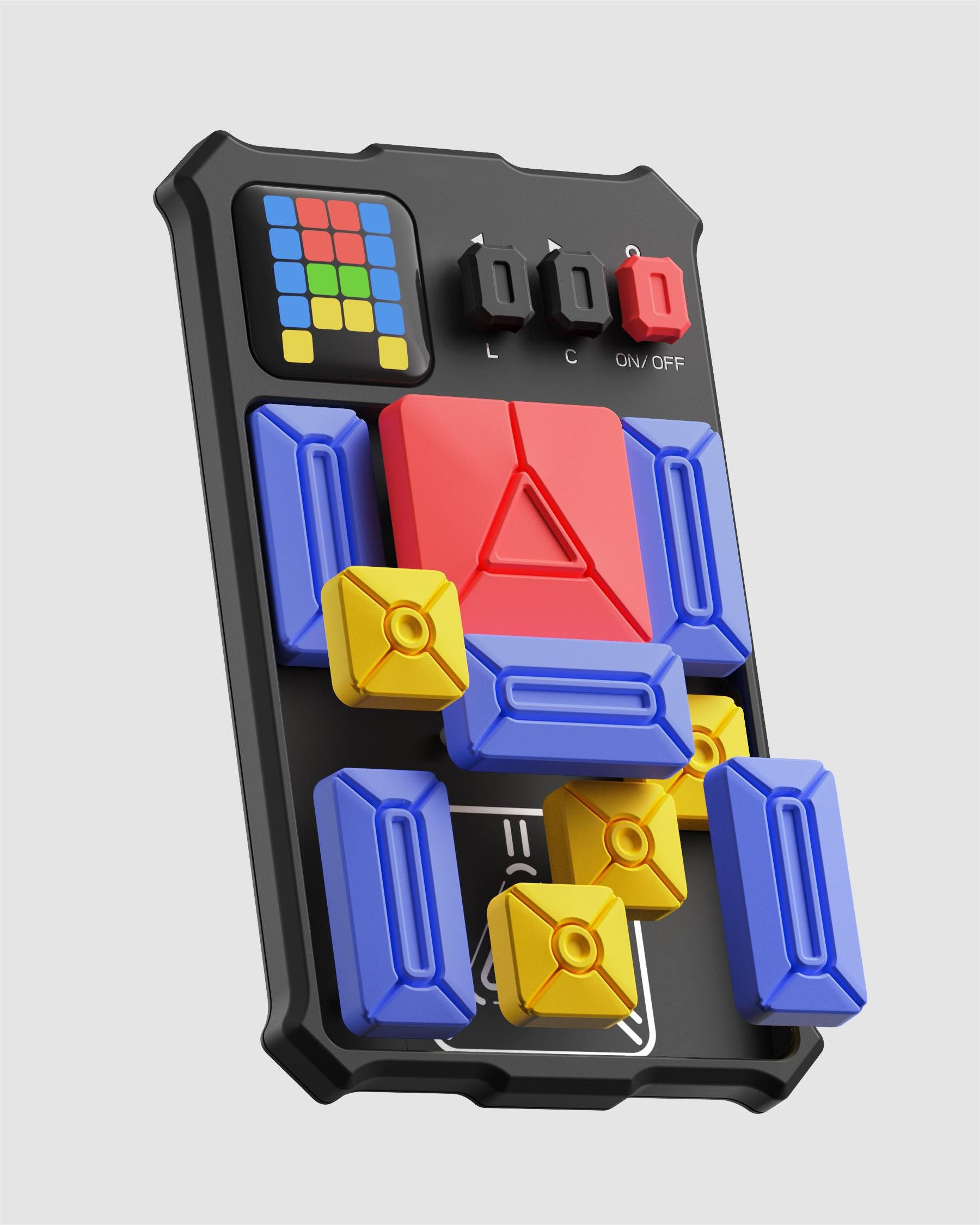 Compact Superslide puzzle, featuring sliding pieces that challenge players to arrange patterns and solve engaging brain teasers.